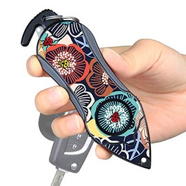 Stinger Personal Alarm Keychain Emergency Tool, Safety Panic Alarm Siren, Seat Belt Cutter, Glass Breaker, Security Device for Women Men Kid, Design in USA(Ladybug)
