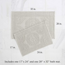 Jean Pierre New York Cotton StoneWash Medallion 17x24/20x32 in. 2-Piece Bath Rug Set, Gray