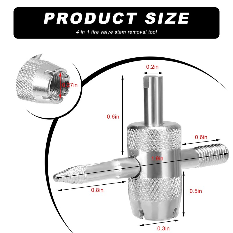 BWBWND 4-Way Valve Core Removal Tool, 4-in-1 Valve Core Tools