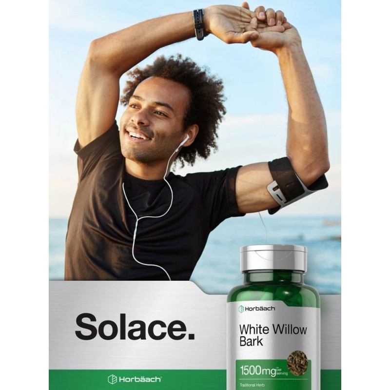 Horbäach White Willow Bark Capsules | 1500mg | 200 Count