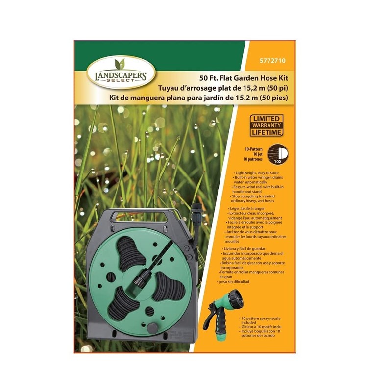 Mintcraft YP1121 Flat Hose Reel with Nozzle, 50'