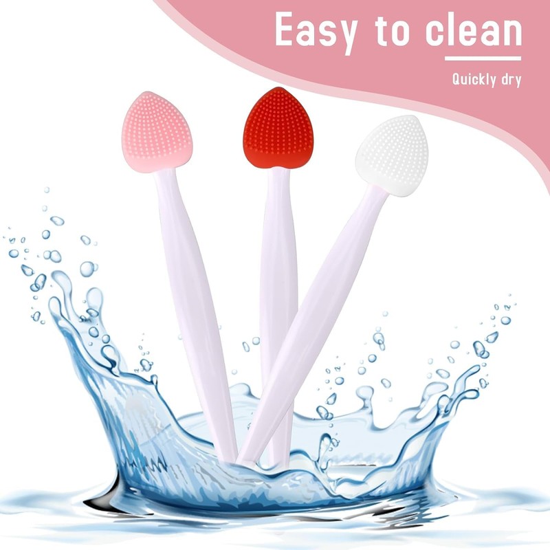 3Pcs Multicolor Lip Scrub Brush,Lip Exfoliator Brush,Silicone Lip Scrubber Exfoliator