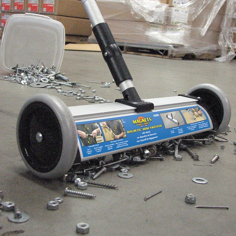 Master Magnetics Magnet Sweeper Mini Push-Type with Release, 13" Sweeping