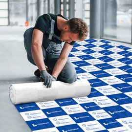 Floor Protection Film, Temporary Floor Covering - Anti Slip,Paint Proof, Self Adhesive Surface Protection Film with Reusable Material (Blue and White, 40" x100ft(1x31m))