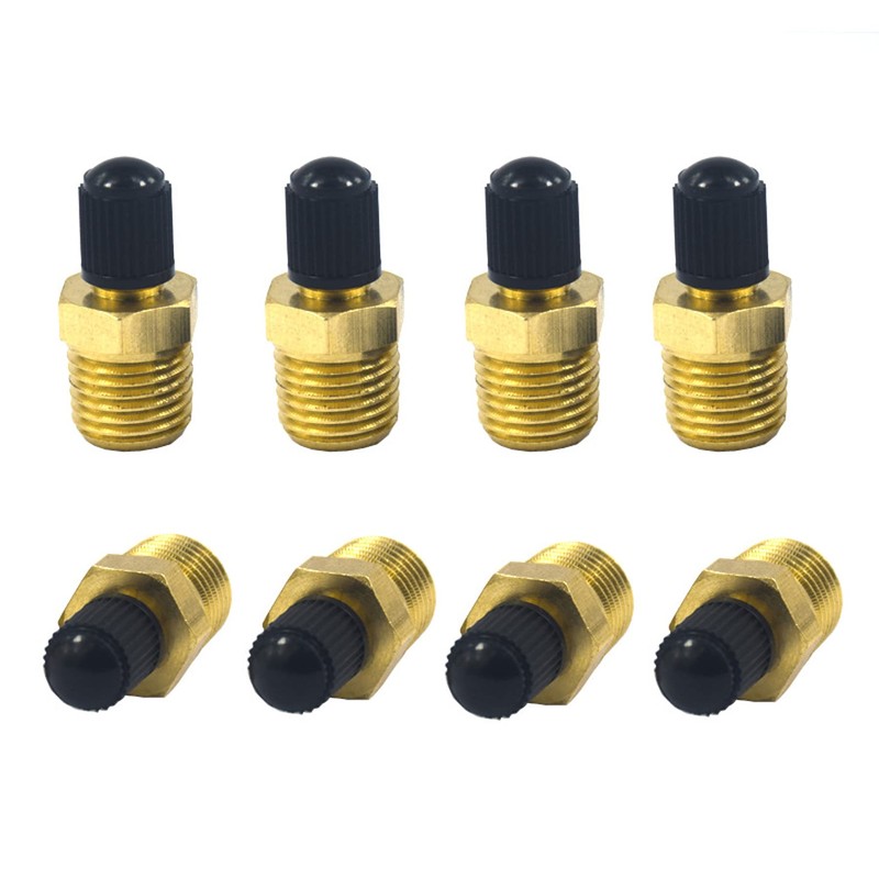 8Pcs 1/4" NPT Schrader Valve,Brass 1/4"NPT Male Thread Tank Valve