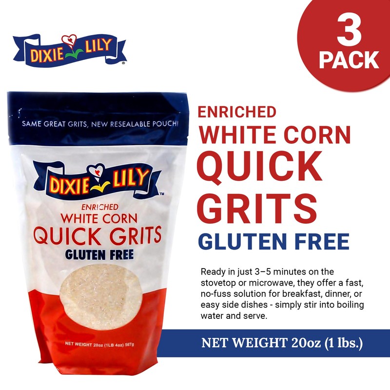 Dixie Lily White Corn Grits - Enriched With Iron, Niacin,