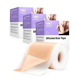 AWD Medical AWD Silicone Scar Sheets for Surgical Scars - Silicone Scar Tape for C Section, Tummy Tuck Tape, Keloid Treatment - Silicone Skin Patches After Surgery Must Haves (1.6" x 60" Roll, Pack of 3)