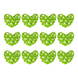 MECCANIXITY 20Pcs Heart Shaped Rattan Ball Vase Filler Natural Rattan for Valentine's Day Decoration Wedding Home Decoration Light Green 2 in