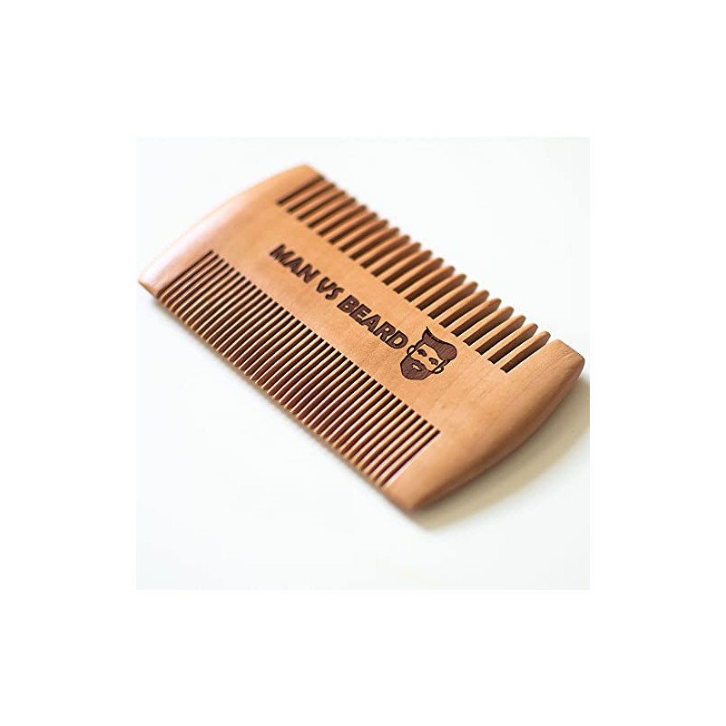 Original Antistatic Wooden Beard Comb, Coarse & Fine Teeth, Moustache