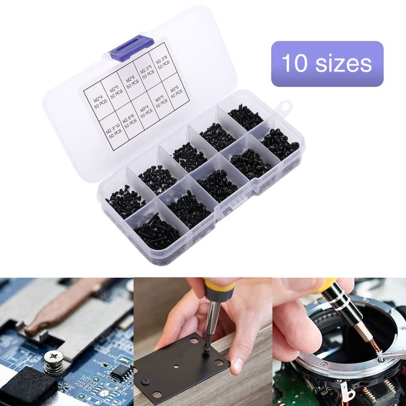 VooGenzek 500 PCS Cross Head Self Tapping Screws, Black Self-Tapping