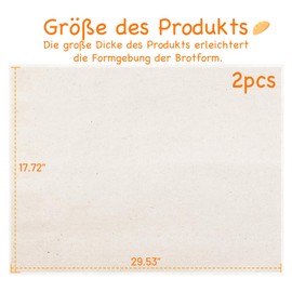 Linen Cloth Bread Baking Baker's Linen – Pack of 2, Baker's Lines for Bread Baking, Non-Stick, Breathable, Environmentally Friendly and Sustainable, for Dough Preparation and Baking, for Professionals