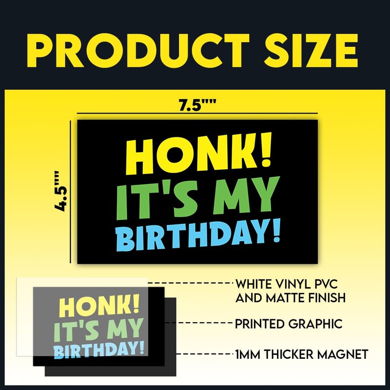 ULTRAVUTT [7.5"x4.5"] Honk Its My Birthday Magnet, Birthday Car Decoration