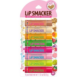 Lip Smacker - Paquete de fiesta de bálsamo labial saborizado de las mejores y originales festividades, Avena con galleta, Vainilla, Mango, Sandía, Ponche tropical, Algodón de azúcar, Kiwi, Fresa