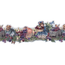 CONCORD WALLCOVERINGS ™ Classic Wallpaper Border Featuring Mouse, Butterflies, Fruits and Berries, Size 9.5 Inches by 15 Feet PrePasted HH30271