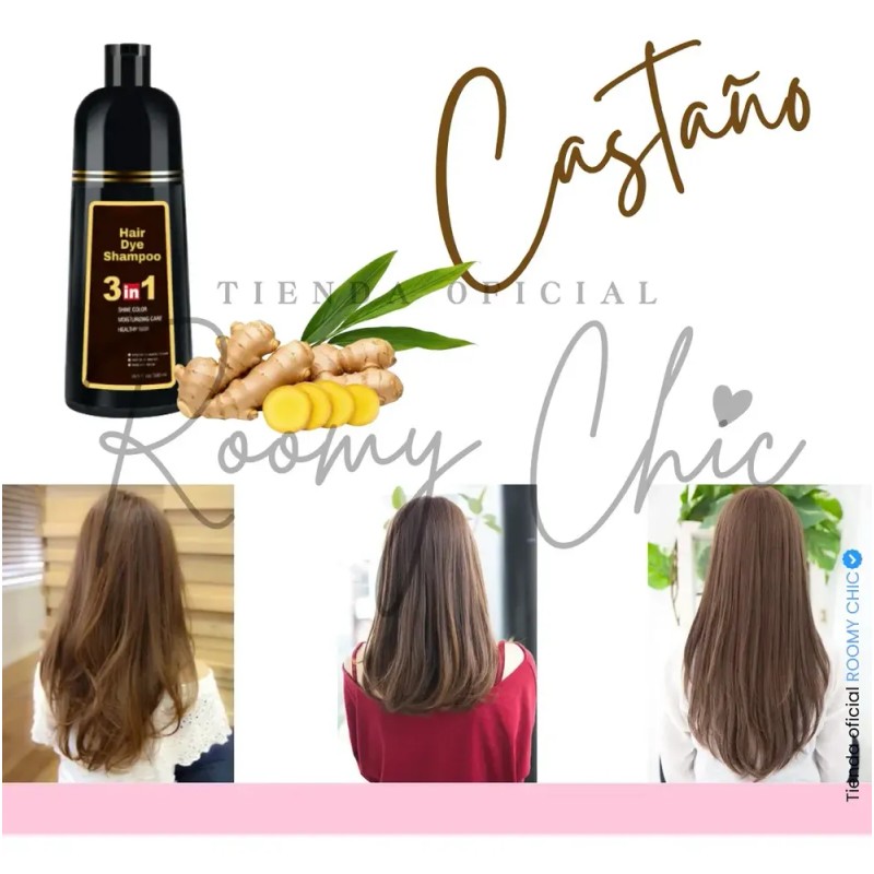 Shampoo Con Tinte Instantáneo Castaño Cubre Canas 500ml