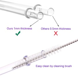 DAKOUFISH 11 Inch Clear Reusable Thick Tritan Plastic Replacement Drinking Straws Extra Long for 24oz & 40oz Mason Jar Tumblers,Dishwasher safe,Set of 12 Pcs Straws with Cleaning Brush (11inch, Clear)