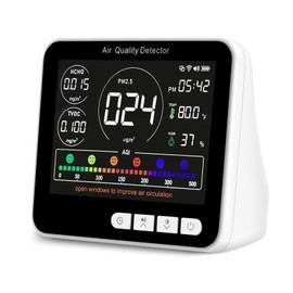 Air Quality Monitor 9 in 1, PM1.0, PM2.5, PM10, HCHO, TVOC, AQI, Time, Temperature, Humidity Indoor Detects Tester, Indoor Air Quality Meters