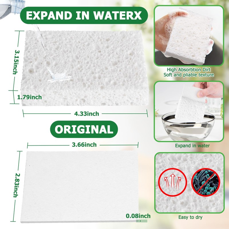 Vilphel 12 Pack Dishwashing Sponges Natural Cellulose Sponges Plant Based