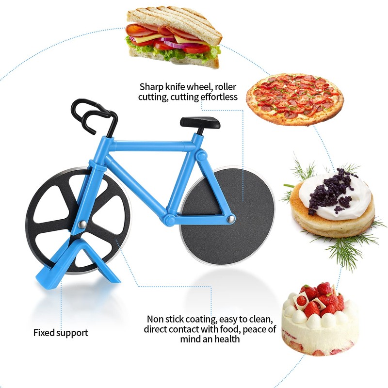 Motorcycle pizza cutter, stainless steel pizza cutter two wheels, novelty