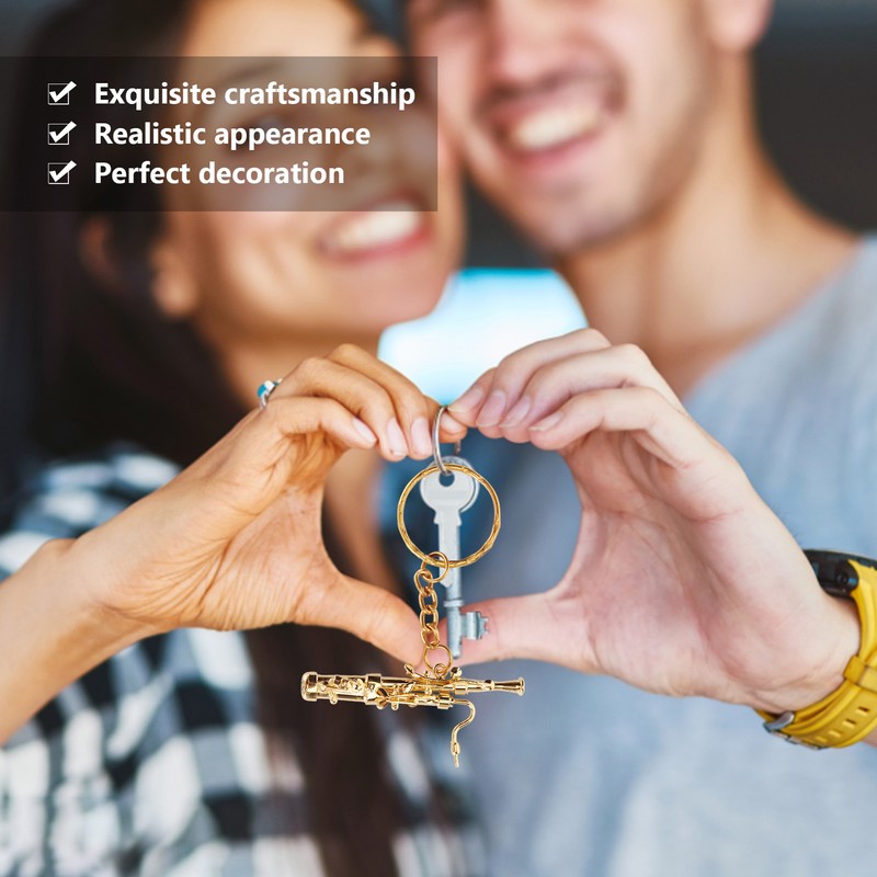 Mini Bassoon Shape Key Chain Adorable Brass Key Ring Pendant