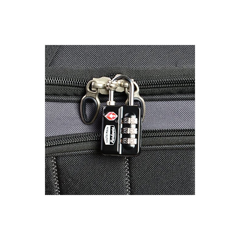 South Main Hardware TSA-Accepted Resettable Luggage Lock, Black