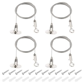 PATIKIL 4 Pcs Adjustable Picture Hanging Wire Kit, 2m/6.6ft Fit for 1.5mm Wire Heavy Duty Stainless Steel Wire Rope Hanger Hardware with Hanging Disc for Hanging Mirrors, Frames