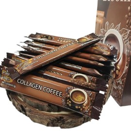 Café con colágeno, 12 bolsitas de café, café instantáneo, café con colágeno de Japón, café con colágeno puro Natura (60 g)                            