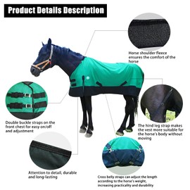 Adjustable Waterproof and Breathable Horse Sheet | Horse Blankets for Real Horses|Perfect Rainy Day Protection(80", Blue)