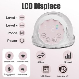 Hands-Free Breast Pump Wearable, Double Wearable Breast Pump Portable Hands Free, Wearable Pumps for Breastfeeding,3 Modes 9 Levels of Comfortable Suction, 2 Pack (Light Red)