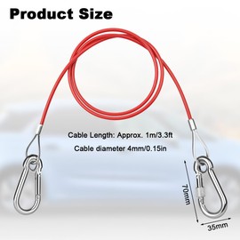 URAQT Breakaway Cable, Trailer Caravan Breakaway Break Away Cable with 2 Carabiners, Easy Quick Fit Breakaway Cable Carbine Threaded Hook Towing Caravan Trailer for Breakaway Brake Safety Handbrake