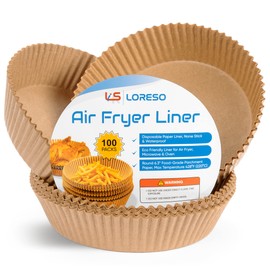 Air Fryer Paper Liners, 100 Count, Non- Stick Parchment Paper Liners For Air Fryers 2-5 Quart, Disposable Round Air Fryer Liners for Cooking, Baking & Microwaves (6.3" Round - 100CT)