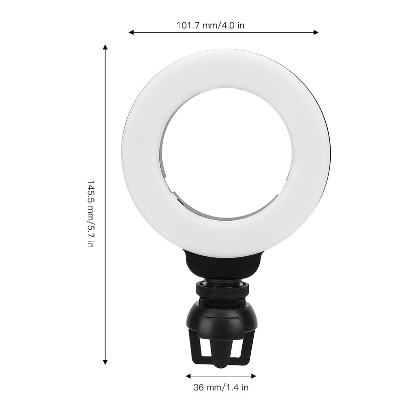 LED Dimmable Ring Light, Ring Light Black 4 Inch Brightness