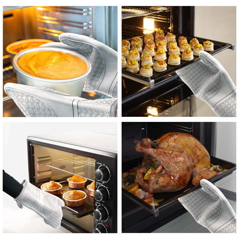Hovico Silicone Oven Mitts, Heat Resistant 500F Kitchen Mitts 2PCS,