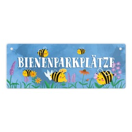 Bee Parking Metal Sign with Cute Bees as Decoration for Your Flower Bed in the Garden or Your Flowers on the Patio or Balcony