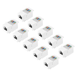 sourcing map 10 Pack Cat 6 Tool-Free RJ45 Ethernet Jack, Cat6 Coupler No Punch-Down Tool Required Module Connector Adapter, White