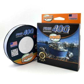 FINS 40G Super Round Braided Fishing Line USA Made - High Strength-to-Diameter Ratio, Smooth Mono Feel, 8 Fiber Bundle Over-Braiding, No Fluff Design - Blue - 25 lb - 150 Yds