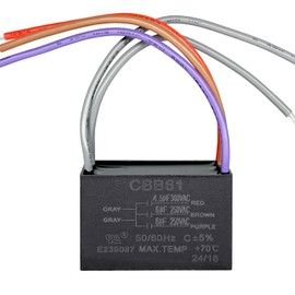 YukiHalu Ceiling Fan Capacitor CBB61 4.5uF + 6uF + 6uF 5 Wire 250V Compatible with New Harbor Breeze Hunter and Others