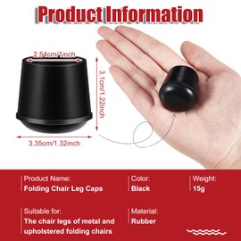 Treela 48 Pcs 1 Inch Folding Chair Leg Caps Heavy Duty Rubber Chair End Caps Non Marring Furniture Leg Caps Round Hardwood Floor Protectors Chair Covers Protect Floors from Scratching