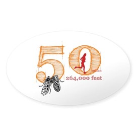 CafePress 50 Mile Ultra Marathon Ladies Oval Car Bumper Sticker