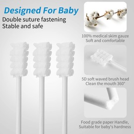 Mokoala Mokoala 60Pcs Baby Tongue Cleaner, Baby Toothbrush, Disposable Infant Mouth Cleaner, Soft Gauze Toohthbrush Toddler Oral Cleaning Stick Dental Care for 0-36 Month Newborn