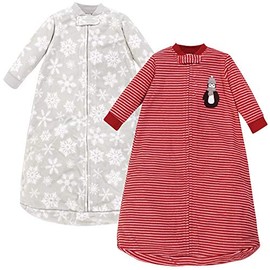 Hudson Baby Unisex Baby Long-Sleeve Fleece Sleeping Bag, Red Penguin, 0-9 Months