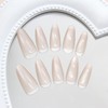 MouyouGlow Press on Nails Long, Almond White Plain Cat Eye