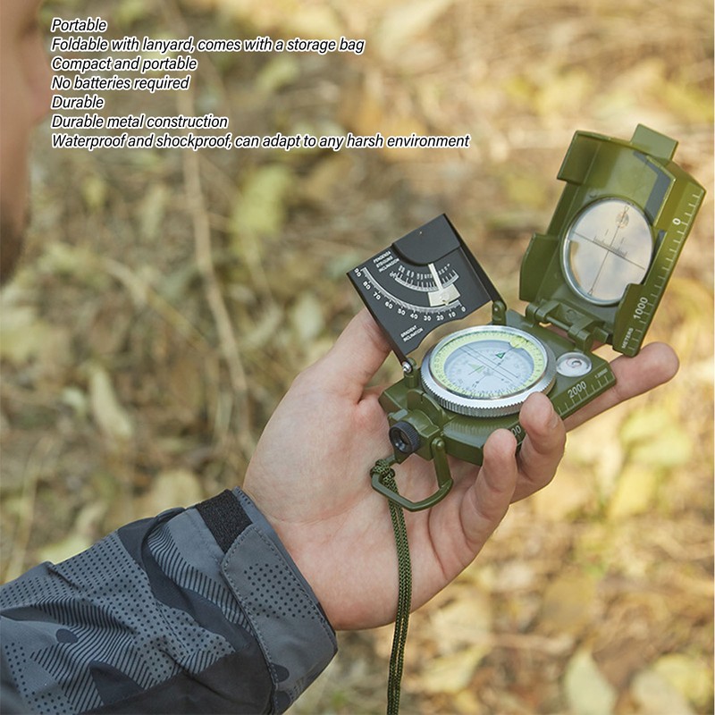 Compass Multifunctional Accurate Waterproof Hand Held Metal Compass for Hiking