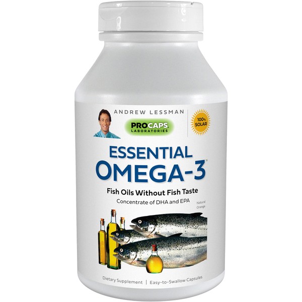 ANDREW LESSMAN Essential Omega-3 Orange - 30 Softgels - Ultra-Pure, High Potency Omega-3 Oils. High DHA, No Stomach Upset, No Contaminants, No Mercury. Small Easy to Swallow Softgels