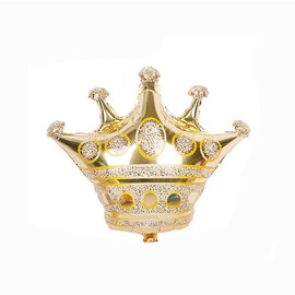 Morndew 5 PCS Happy Birthday Five-pointed Star Gold Crown 1 Foil Balloons for Birthday Party Baby Shower Decorations