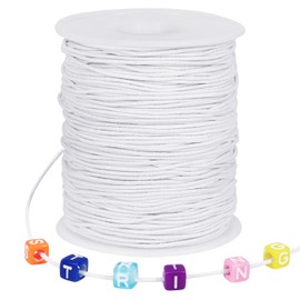 Tenn Well Stretchy Elastic String, 1mm X 100m Elastic String for Bracelet Necklaces Jewelry Making, Beading, Knotting, Binding, Wrapping and Crafts (White)