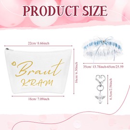 Xuniea Set of 3 Bridal Gifts Bridal Cosmetic Bag Wedding Garter Guardian Angel Keyring Bride to Be Bride Accessories JGA Party Accessories for Bridal Shower Hen Night Engagement