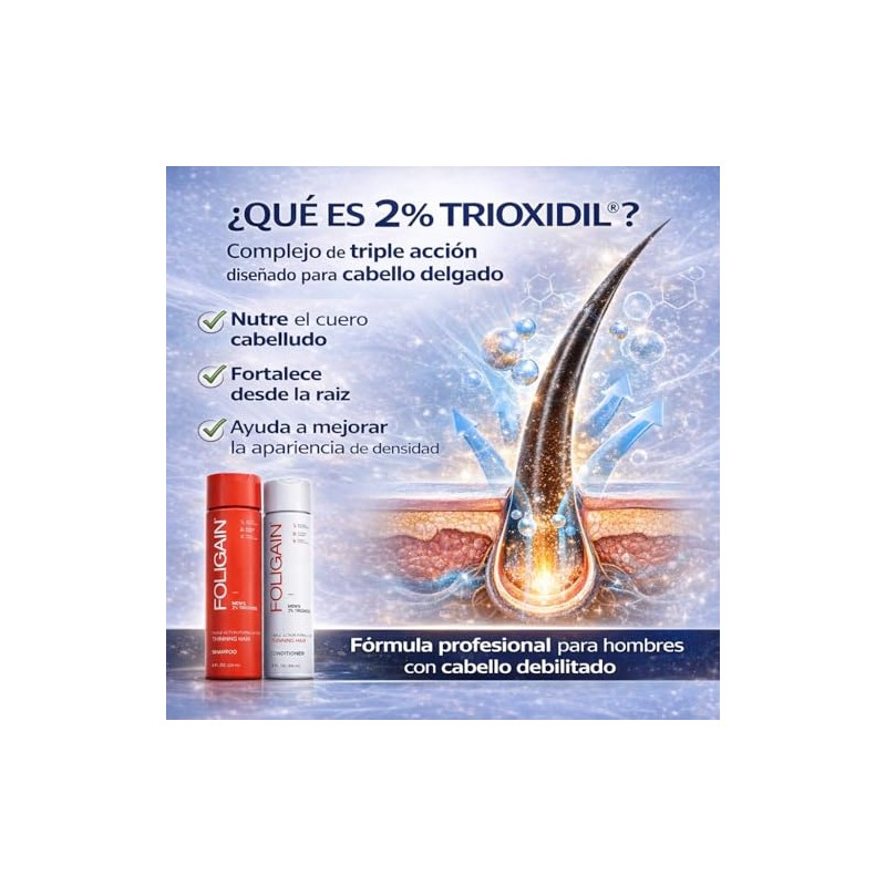 FOLIGAIN pack Shampoo con 2 Trioxidil mas acondicionador con 2