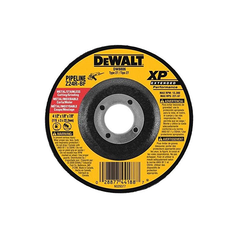 DEWALT DW8806 4 1/2-Inch by 1/8-Inch Extended Performance Pipeline Grinding