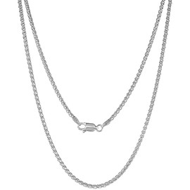 Sterling Silver Spiga Wheat Chain Necklace 2mm Nickel Free Italy 22 inch